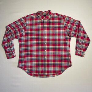 Ralph Lauren Shirt Mens XL Blue Red Yellow Plaid Classic Fit Button Down Casual